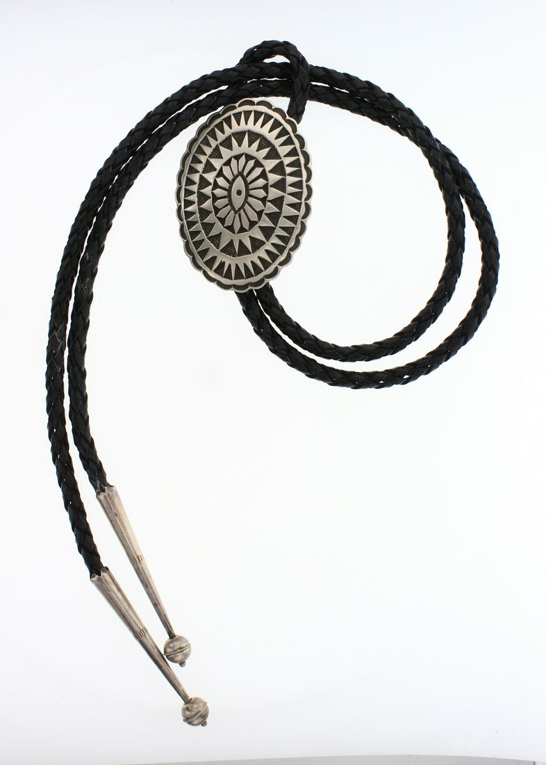 Vintage Heavy Stamp Bolo Tie (1 of 3)
