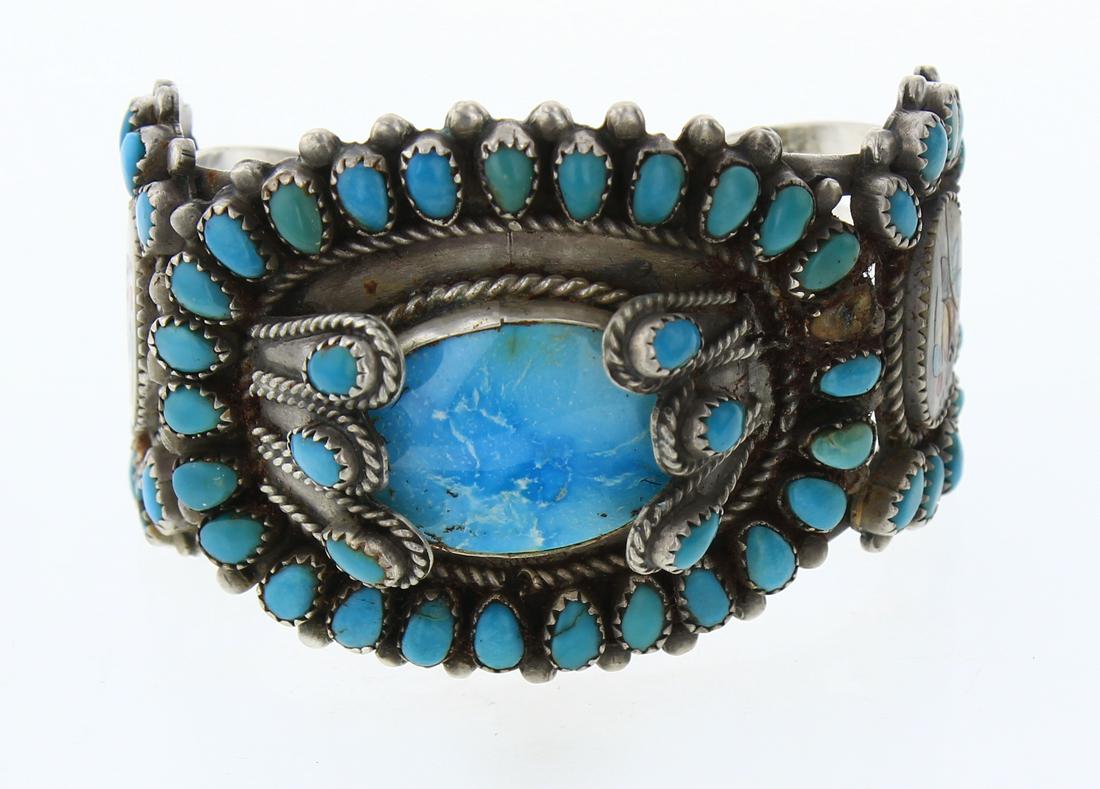Old Pawn Kingman Turquoise Cluster Bracelet (1 of 4)
