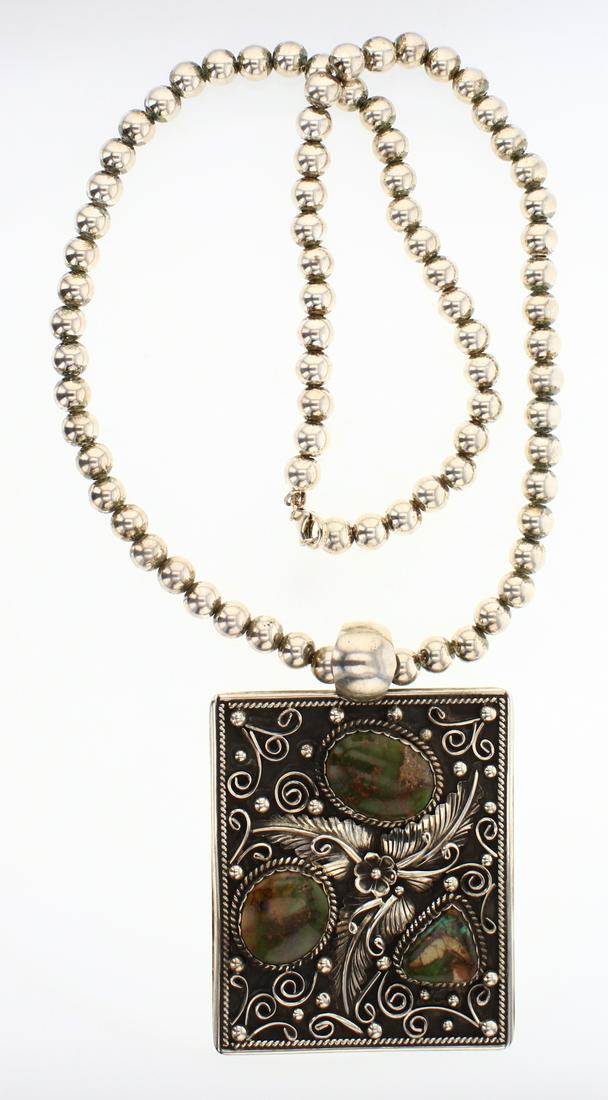 Alfred Martinez Royston Turquoise Garden Motif Pendant (1 of 2)