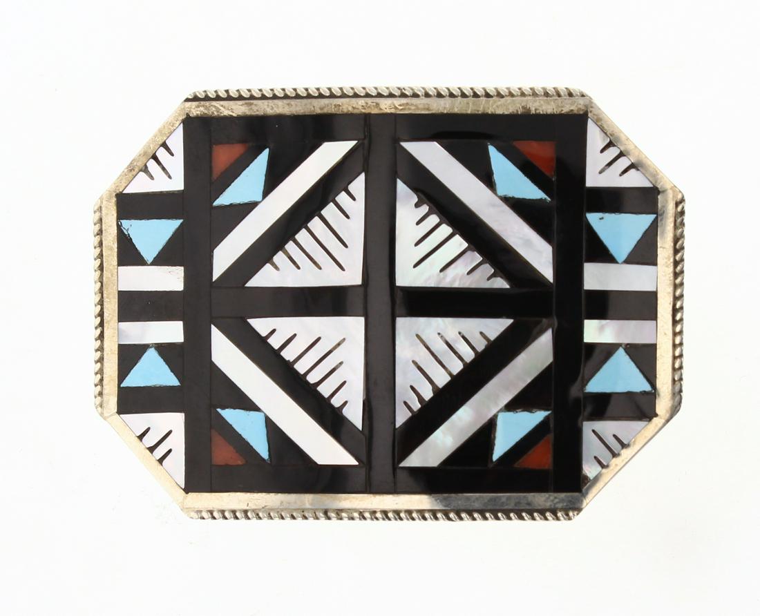 Vintage Zuni Inlay Belt Buckle (1 of 2)