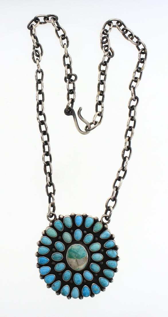 Betty Tom Water web Kingman Turquoise Cluster Pendant & (1 of 2)