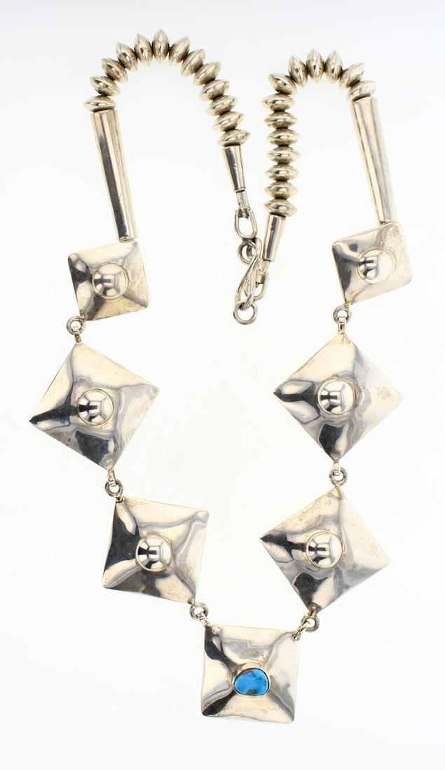 Vintage Turquoise Art Deco Style Large Square & Silver (1 of 2)