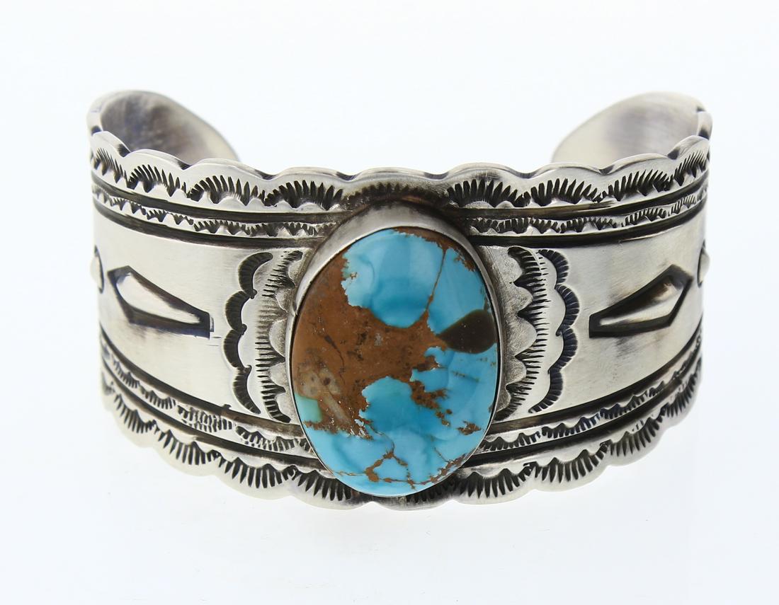 Bobby Johnson Royston Turquoise Heavy Stamp Wide Cuff (1 of 3)