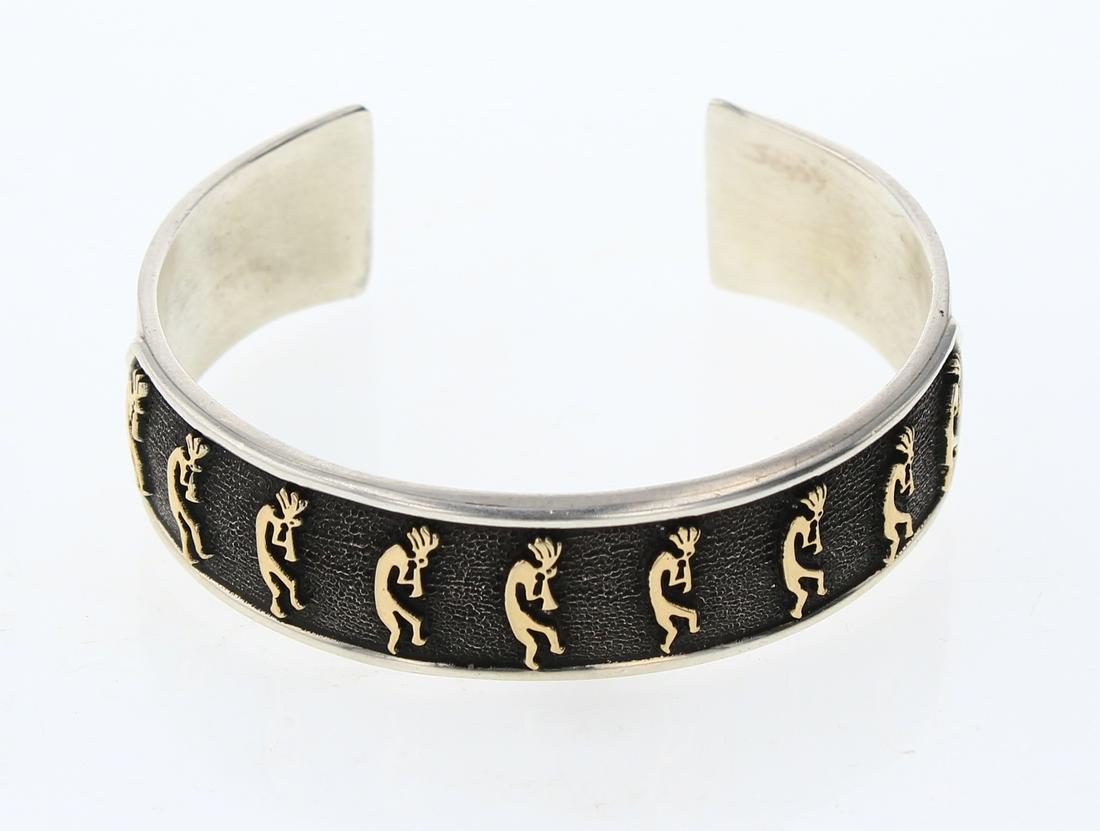 Vintage 14K Gold Over Silver Kokopelli Cuff Bracelet (1 of 3)