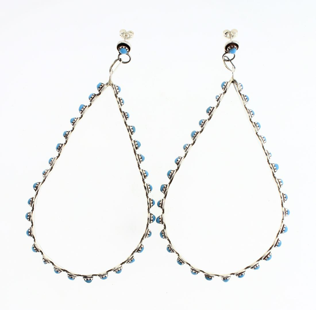 Sleeping Beauty Turquoise Dangle Zuni Earrings (1 of 3)