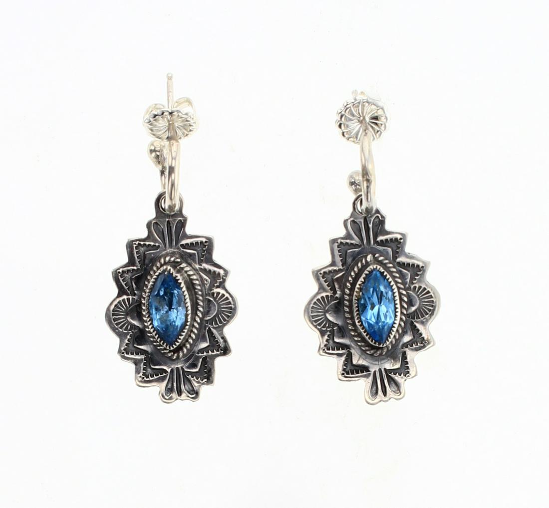 Leo Feeney Blue Topaz Heavy Stamp Earrings (1 of 2)