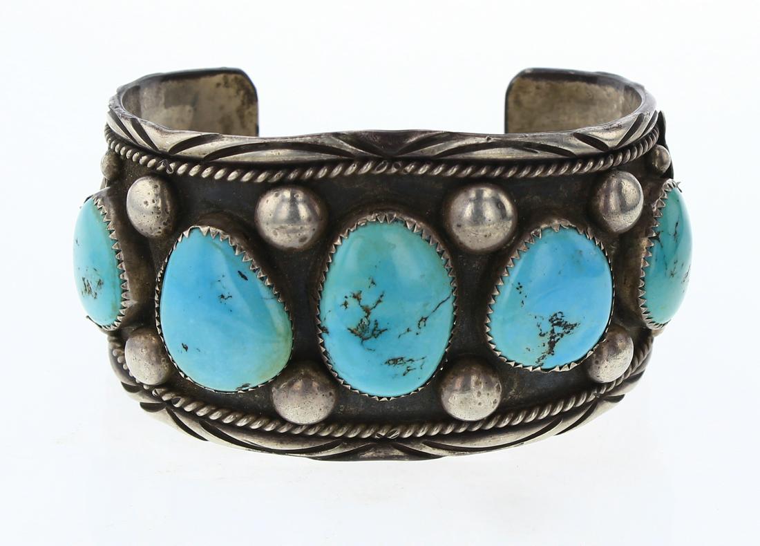Old Pawn Tonopah Turquoise Freeform Wide Large Drop (1 of 3)
