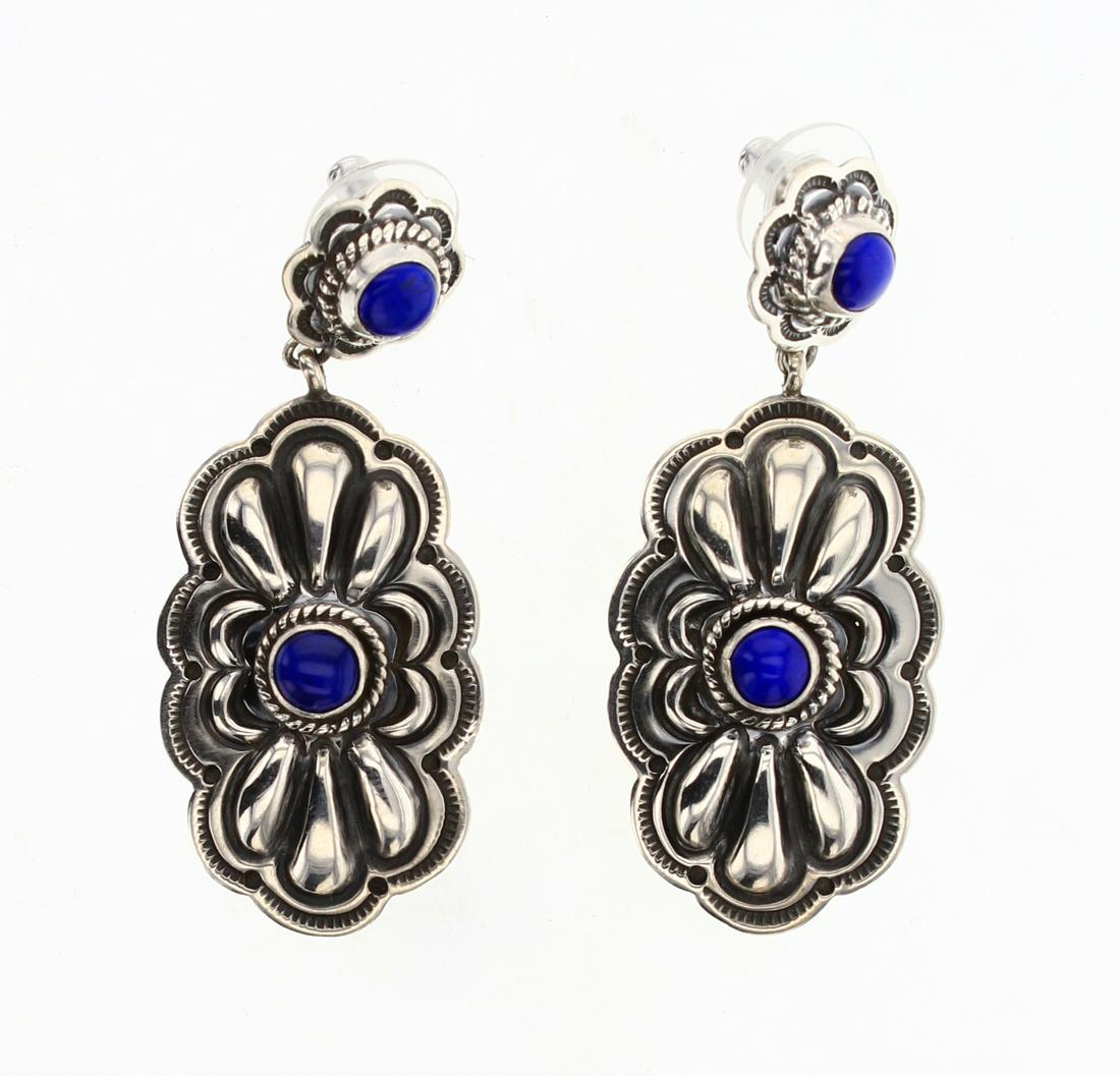 Jo White Lapis Bump Out Dangle Post Earrings (1 of 2)