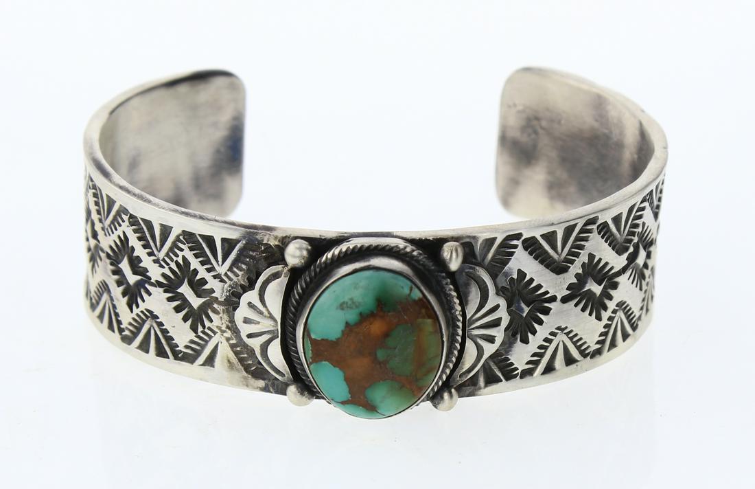 Bobby Johnson Royston Turquoise Heavy Stamp Cuff (1 of 3)