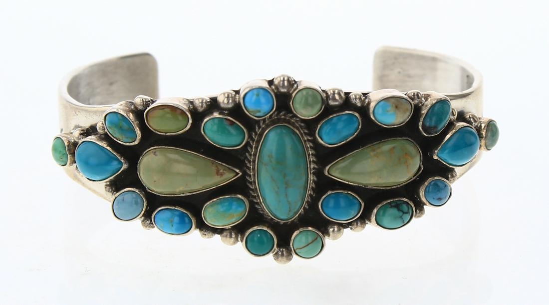 Derrick Gordon Fox Turquoise Cluster Cuff Bracelet (1 of 3)