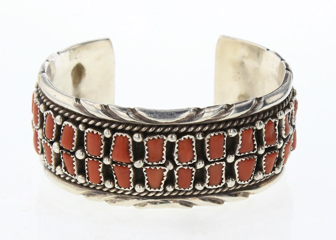 Vintage Freeform Coral Row Cuff Bracelet (1 of 3)