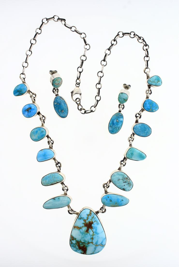 Bob Becenti Turquoise Mountain Turquoise Freeform Link (1 of 2)