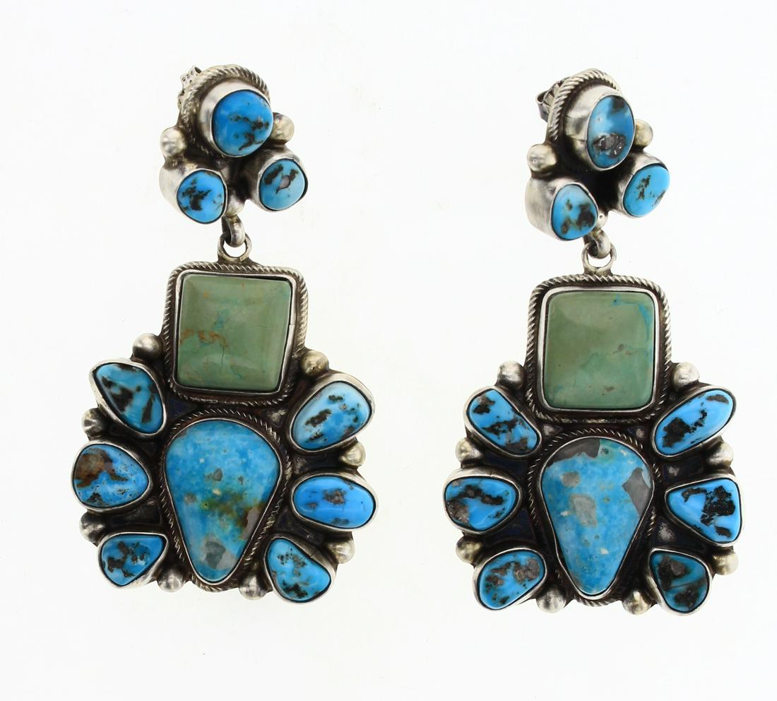 Kathleen Chavez Kingman Turquoise Post Dangle Cluster (1 of 2)