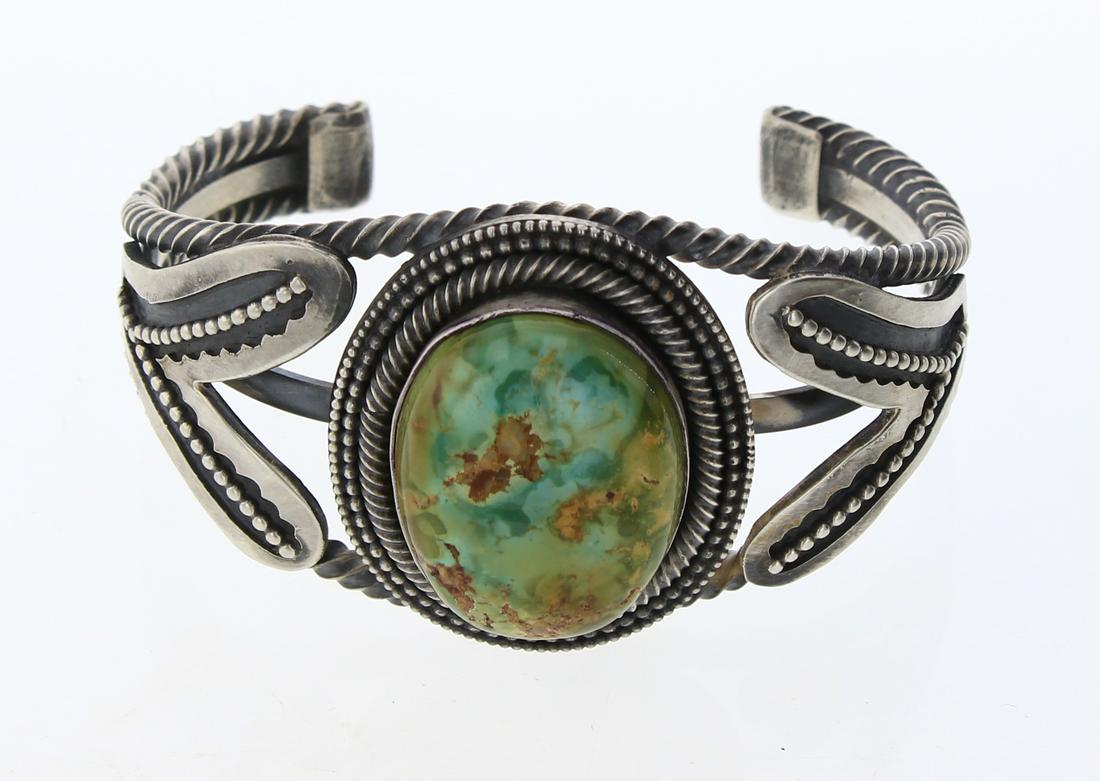 Bob Becenti Royston Turquoise Twist Wire Bracelet (1 of 3)