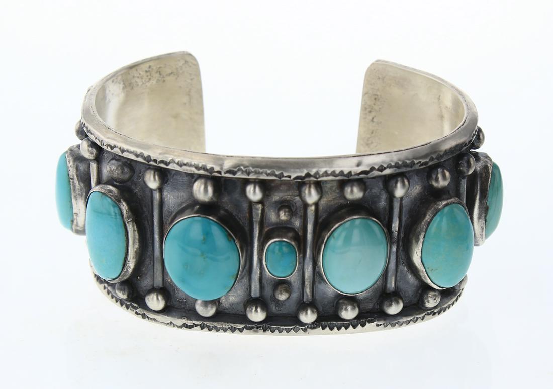 Old Pawn Turquoise Row Cuff Bracelet (1 of 3)