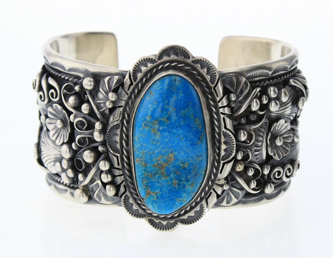 Lorenzo James Blue Gem Turquoise Garden Motif Cuff (1 of 3)
