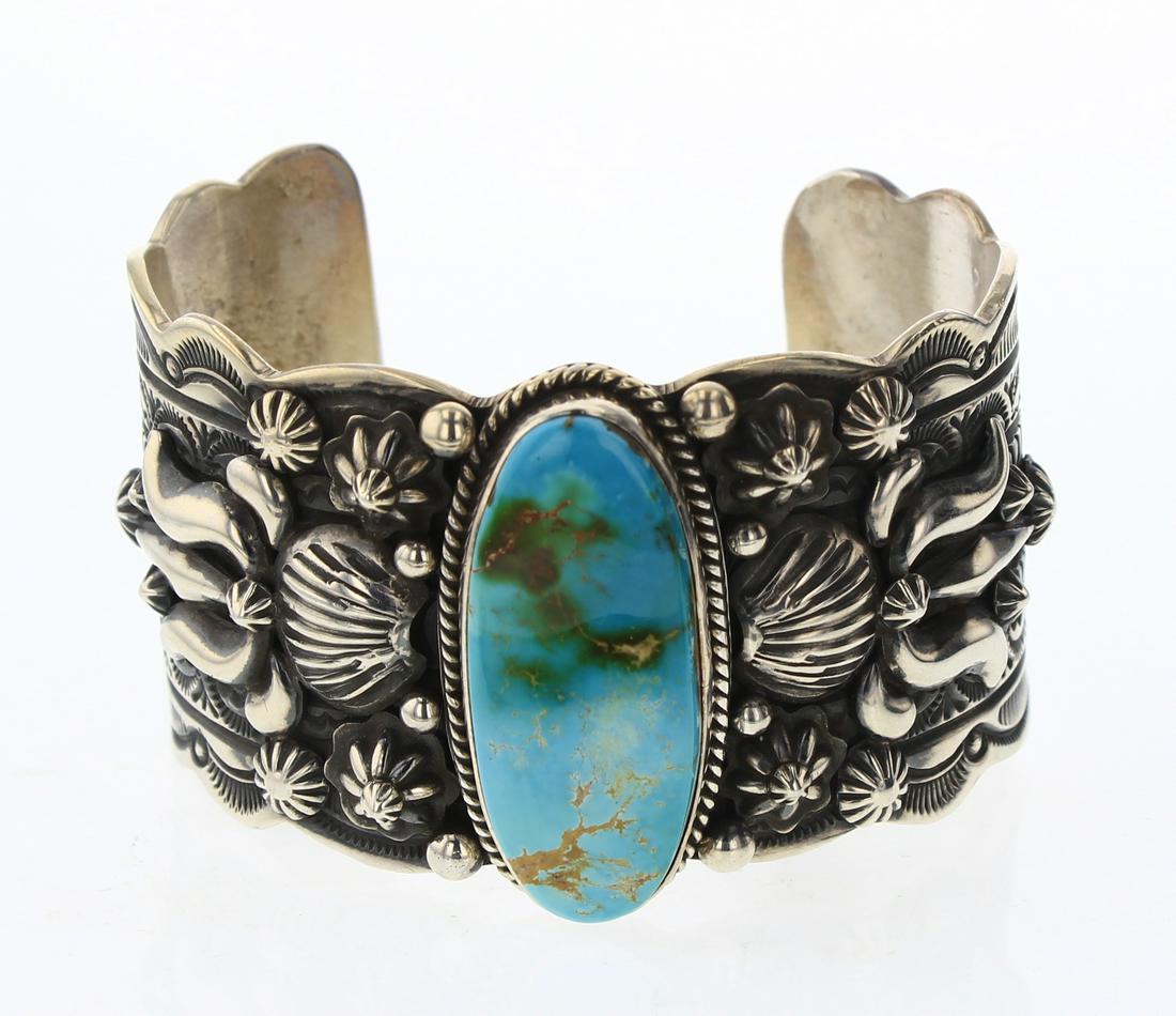Darryl Becenti Royston Turquoise Bump Out Cuff Bracelet (1 of 3)