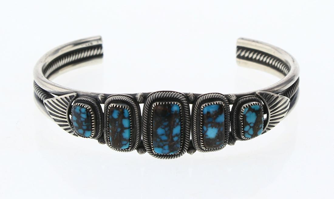 Kevin Randall Vintage Spiderweb Turquoise Cuff Bracelet (1 of 3)