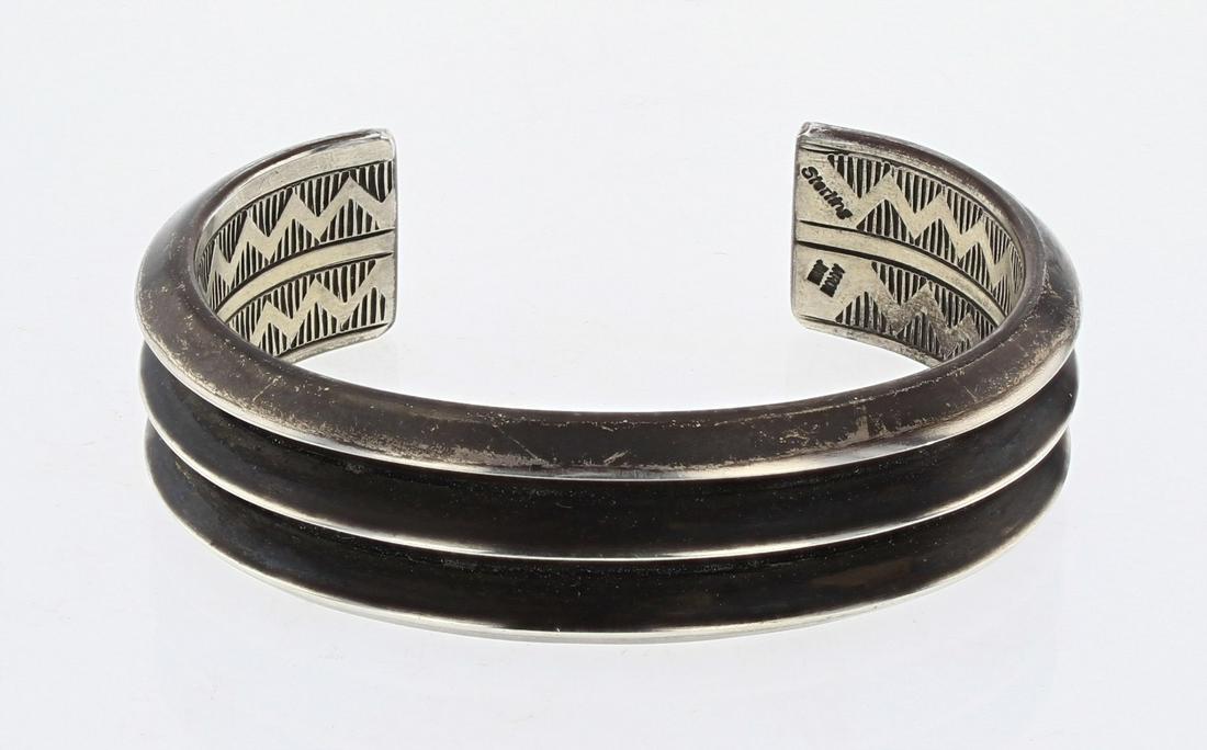 Vintage Negative Row Heavy Gauge Cuff Bracelet Inner & (1 of 3)