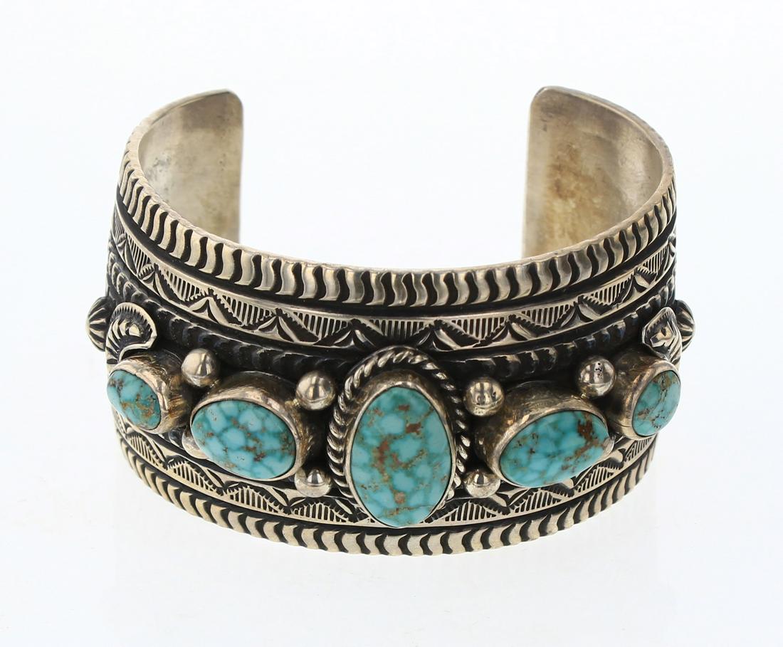 Darryl Becenti Turquoise Heavy Stamp  Cuff Bracelet (1 of 3)