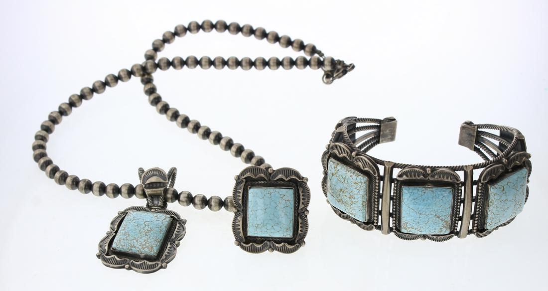 Vintage Number Eight Turquoise Bracelet Ring & Pendant (1 of 3)