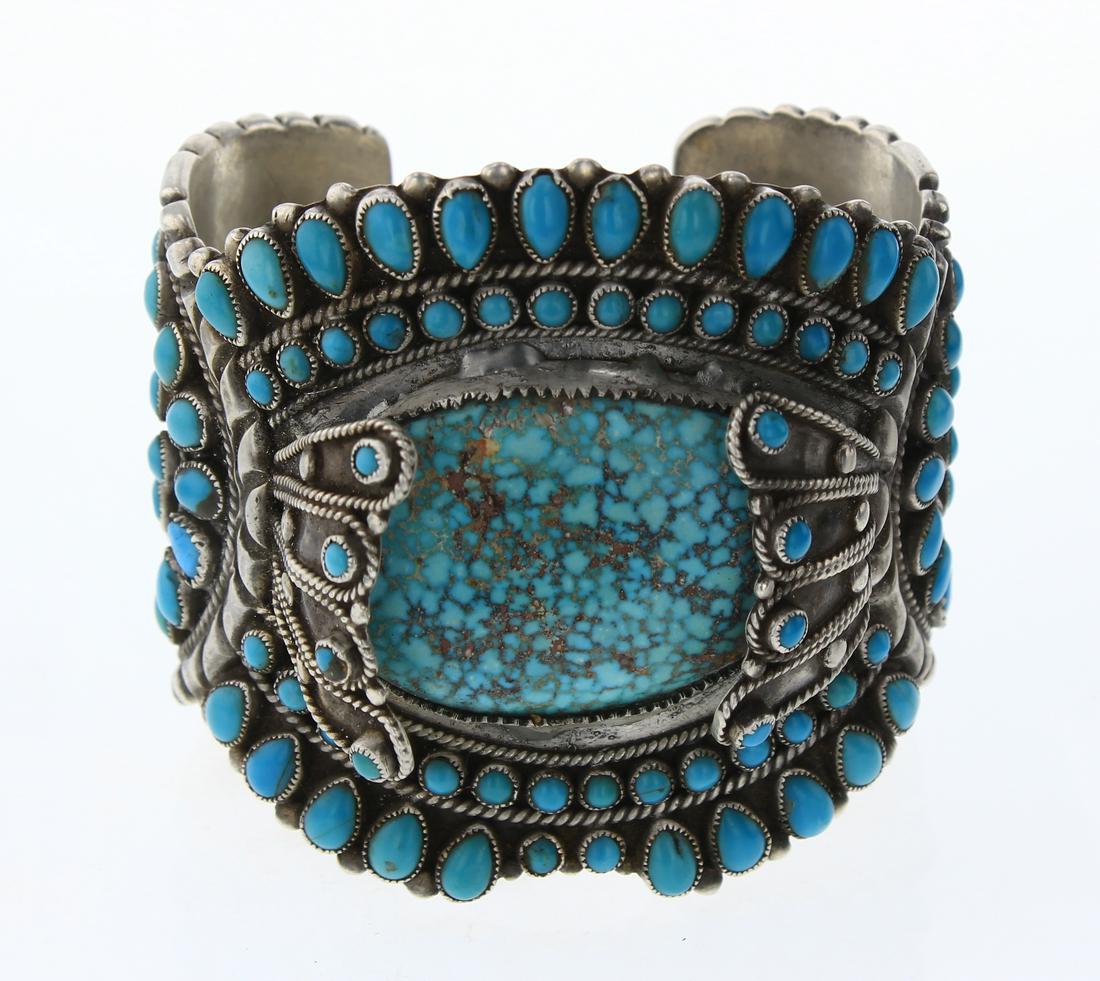 JM Vintage Tuquroise Cluster Wide Cuff Bracelet (1 of 3)