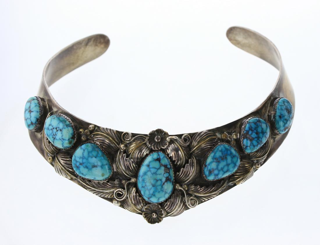 Vintage Old Pawn Turquoise Mountain Turquoise Choker (1 of 2)