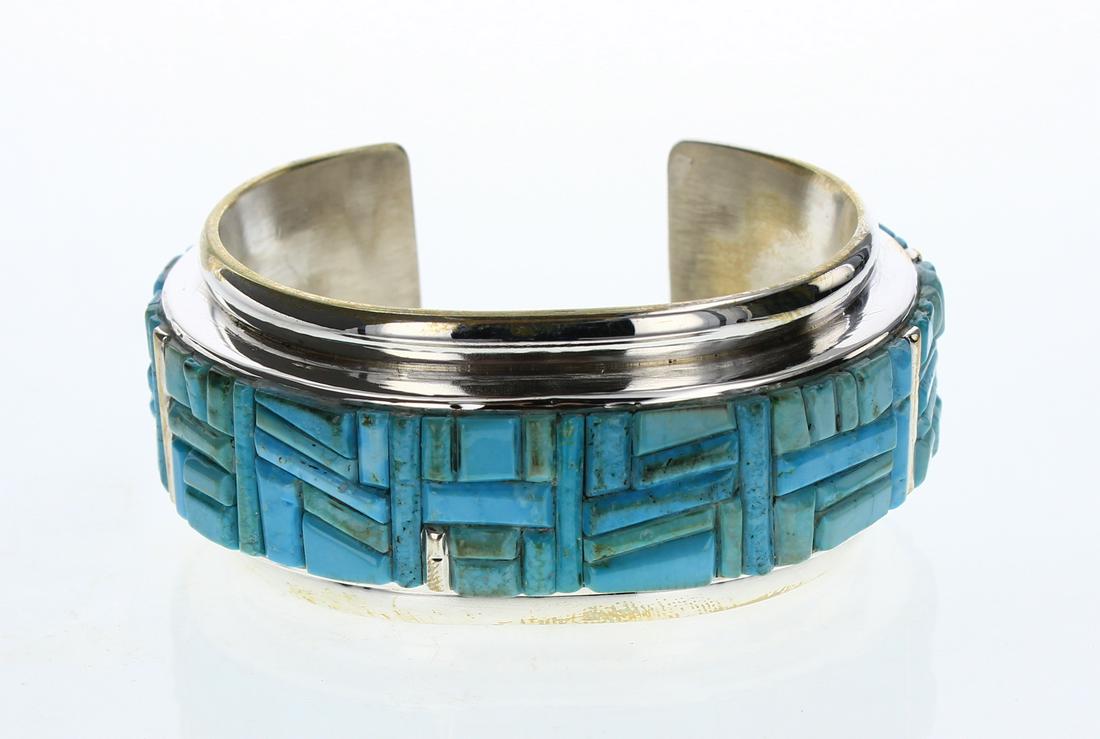 Mark Yazzie Cobblestone Inlay Stack Cuff Bracelet (1 of 3)