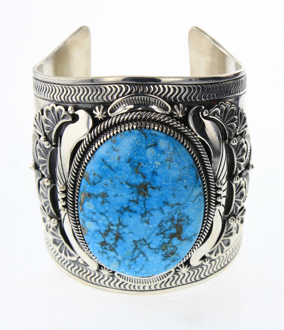 Mark Yazzie Large Water web Kingman Turquoise Heavy (1 of 3)