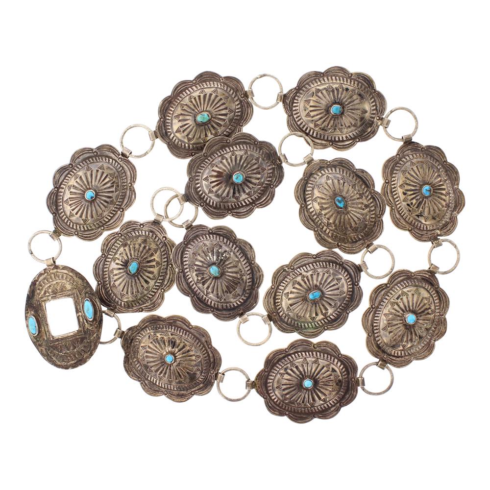 Old Pawn Turquoise Link Concho Belt (1 of 2)