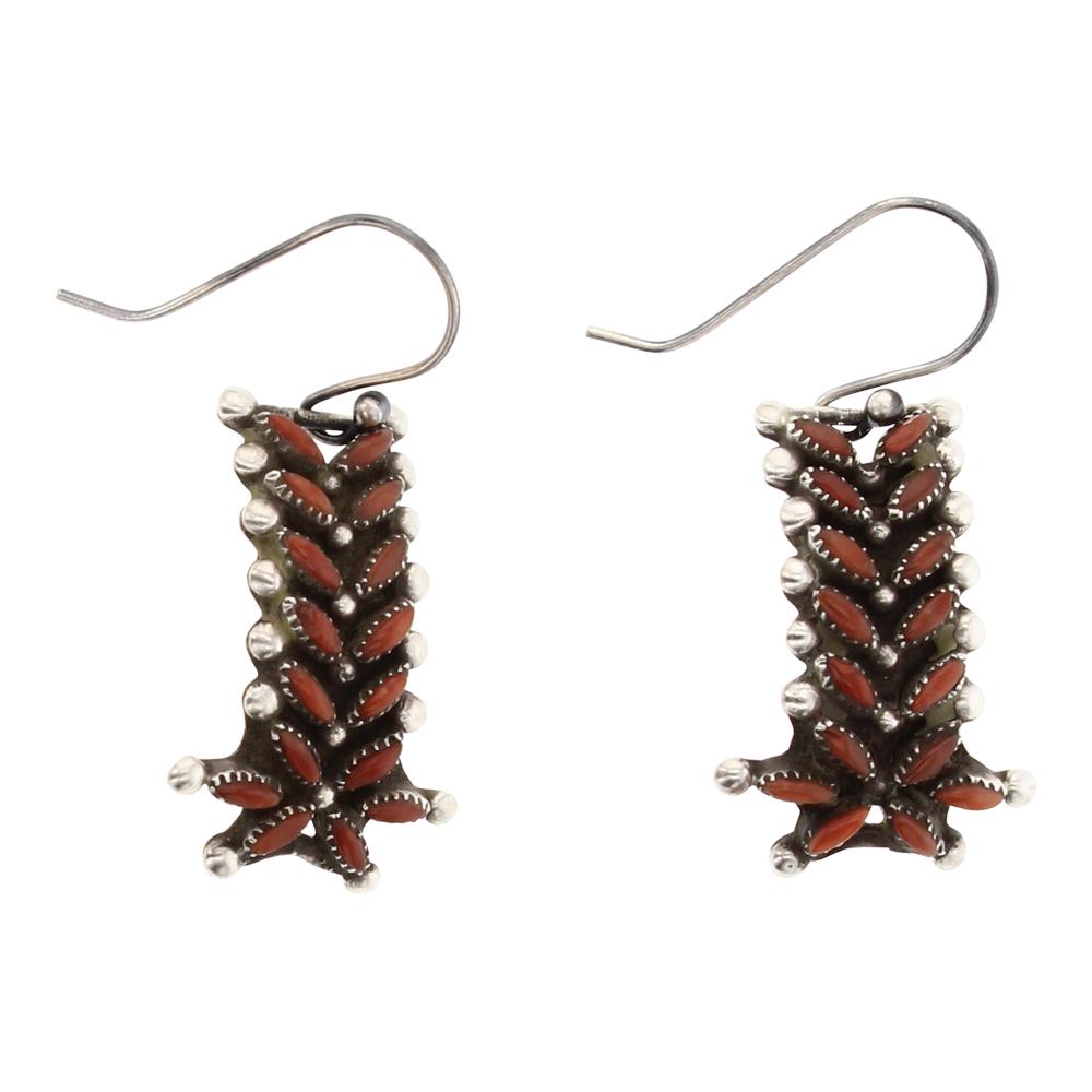 Vintage Coral Needlepoint Zuni Earrings (1 of 2)