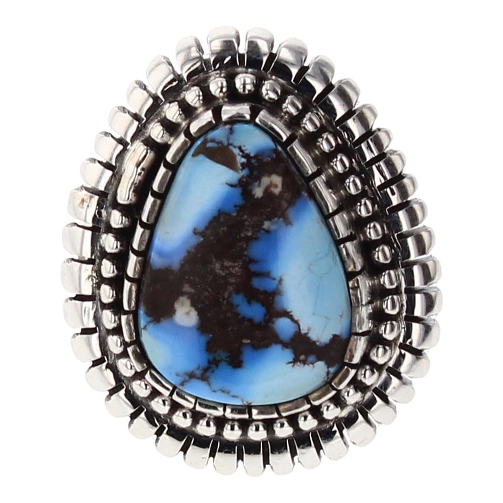 Delvin John Golden Hill Turquoise Heavy Etch Ring (1 of 4)