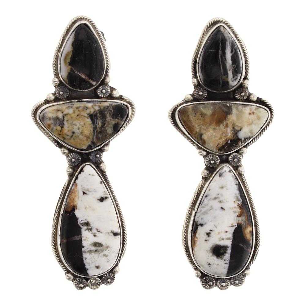 Sheila Becenti White Buffalo Cluster Earrings (1 of 2)