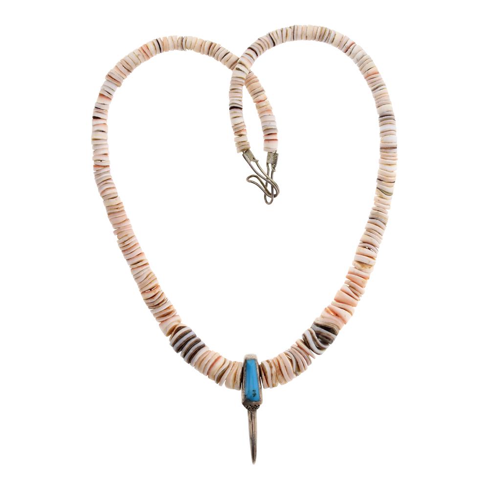 Old Pawn Melon Shell Turquoise Necklace (1 of 2)