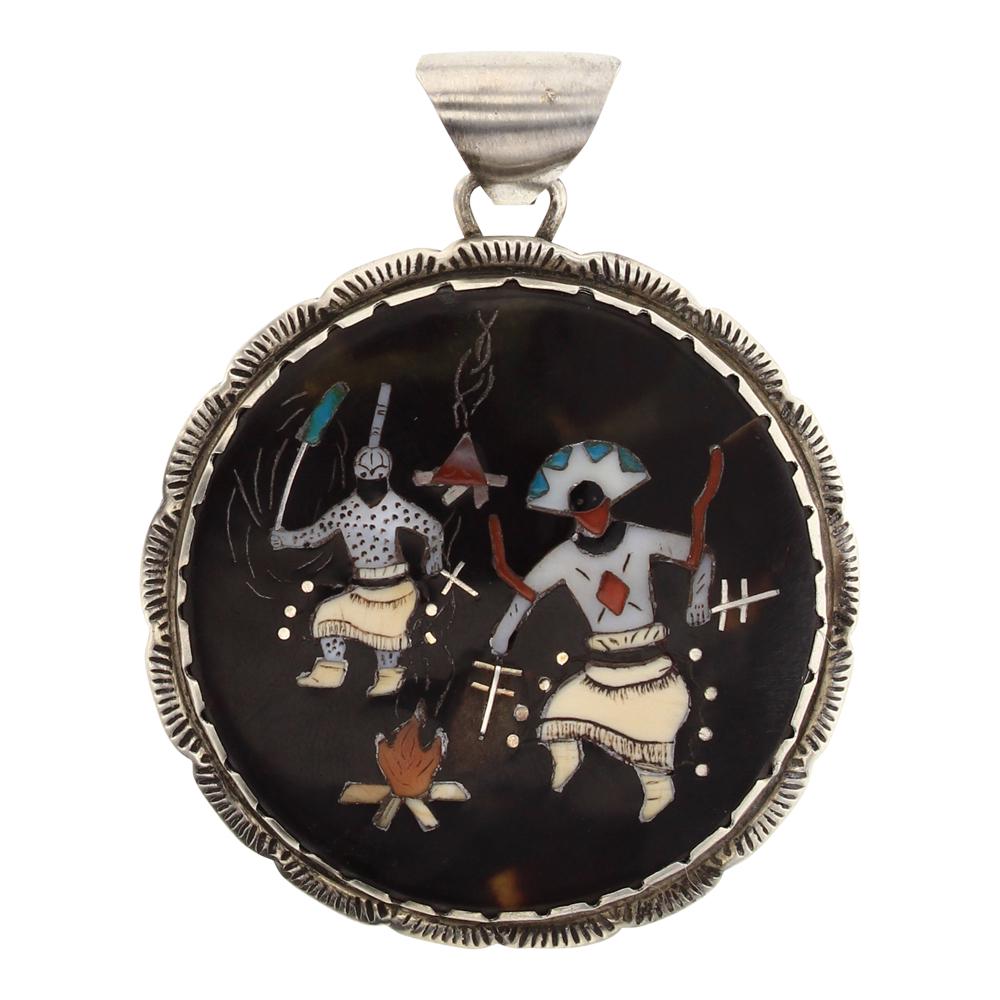 Old Pawn Zuni Dancer Inlay Pendant (1 of 2)