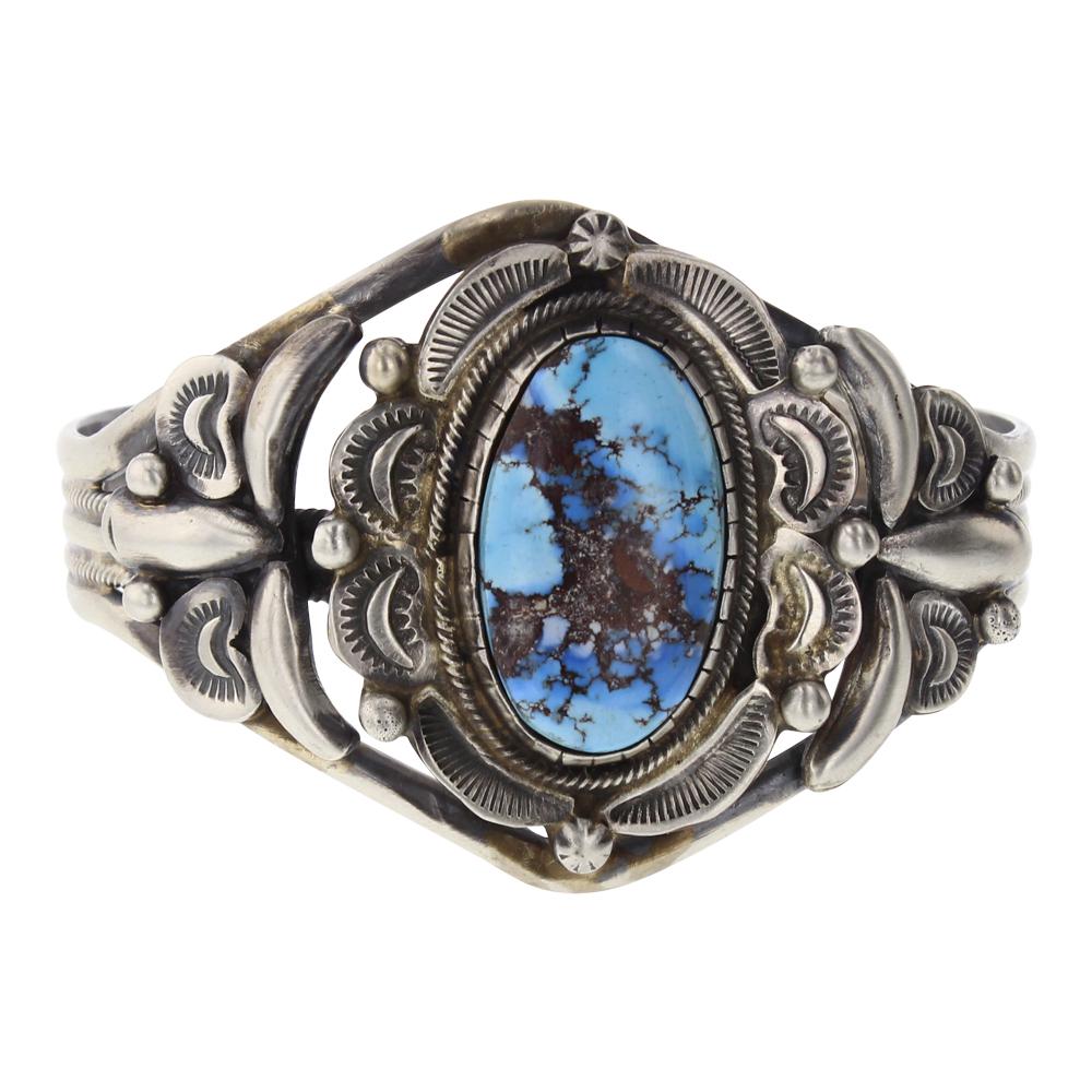 Vintage Golden Hill  Heavy Stamp Bump Out Cuff Bracelet (1 of 3)