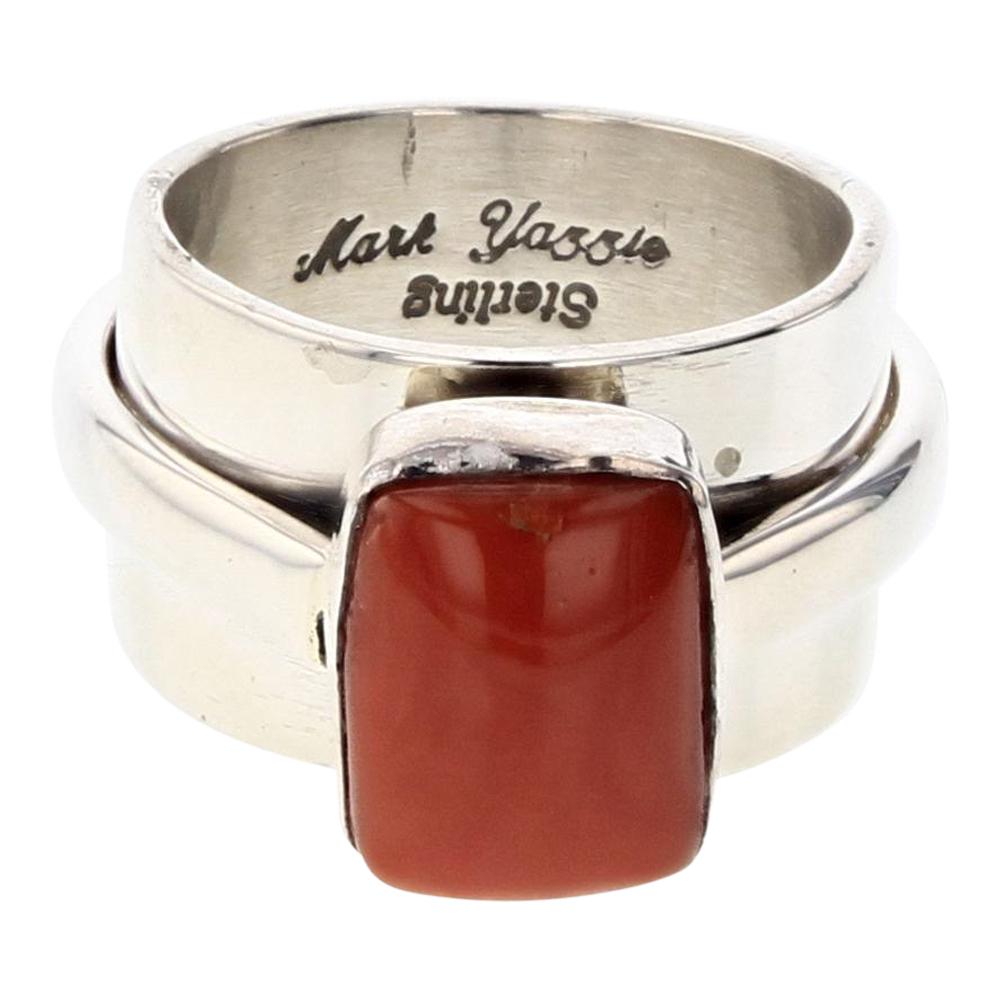 Mark Yazzie High Grade Mediterranean Coral Ring (1 of 3)