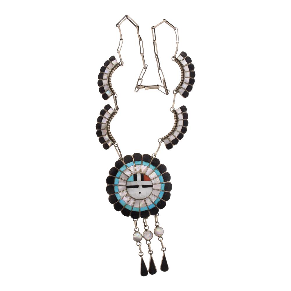 Vintage Zuni Sun face Inlay Necklace (1 of 2)