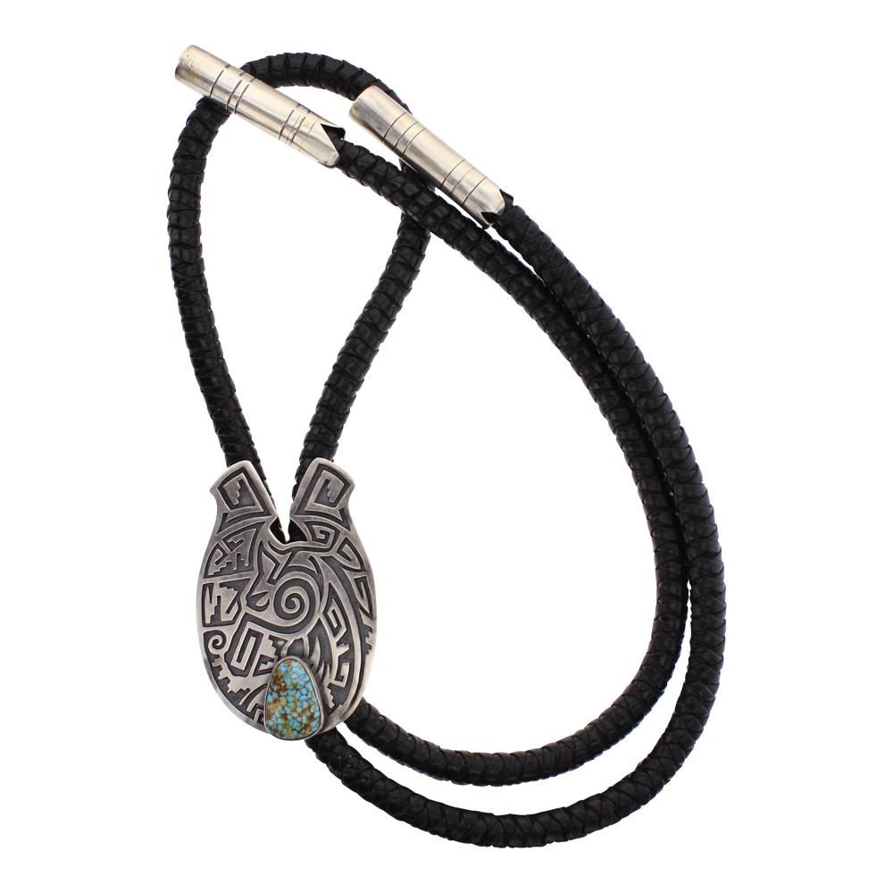 Randy Billy Turquoise Mountain Turquoise Overlay Bolo (1 of 3)