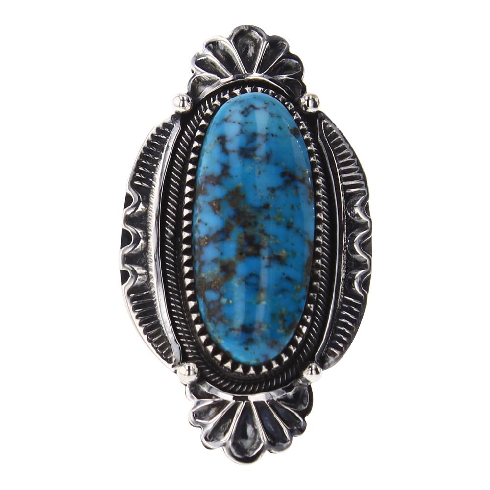 mark Yazzie Ithaca Peak Turquoise Heavy Stamp Ring (1 of 3)