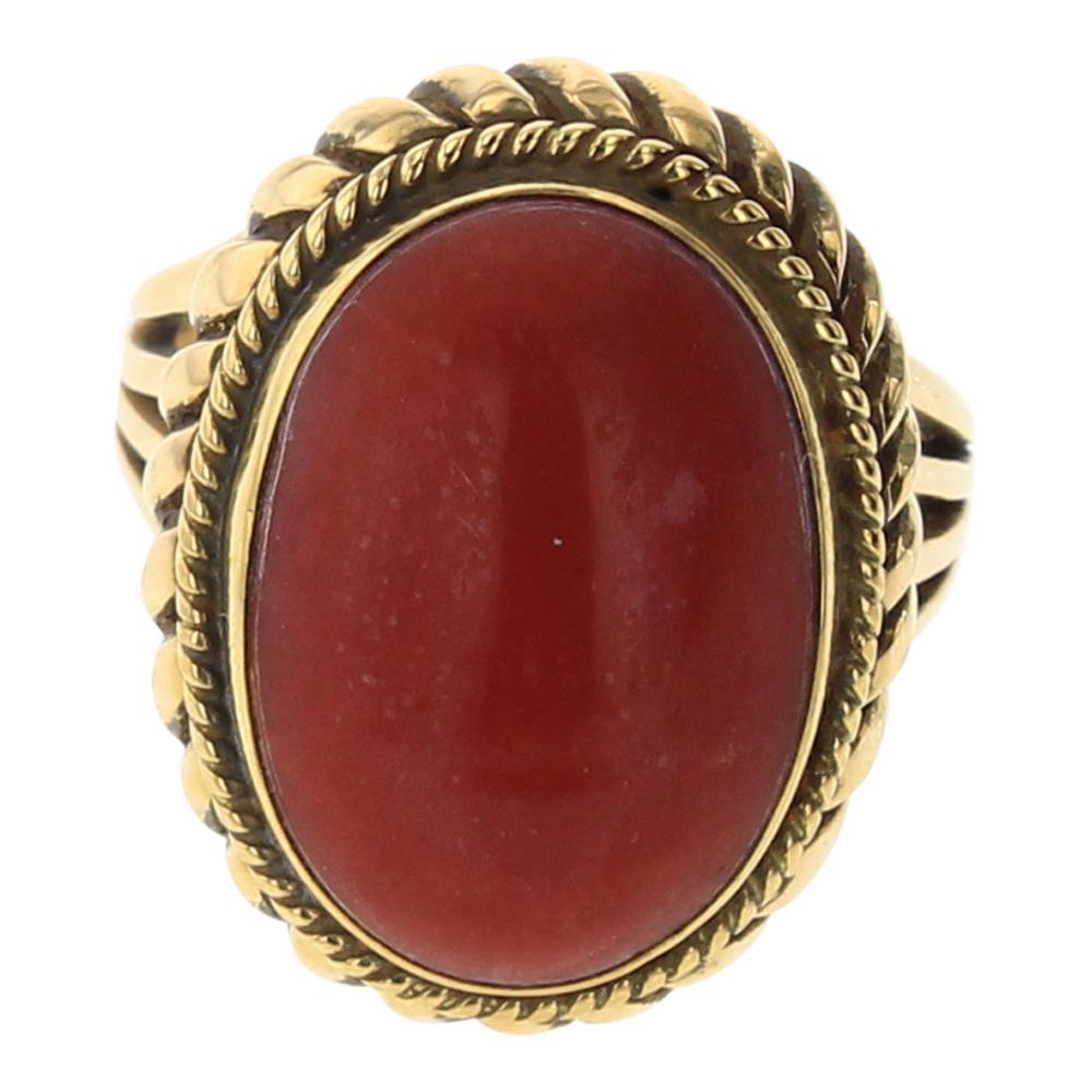 Mark Yazzie 18K Gold Mediterranean Coral Ring (1 of 4)