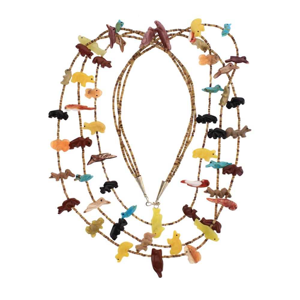 Vintage Mixed Stone Three Strand Fetish Necklace (1 of 2)