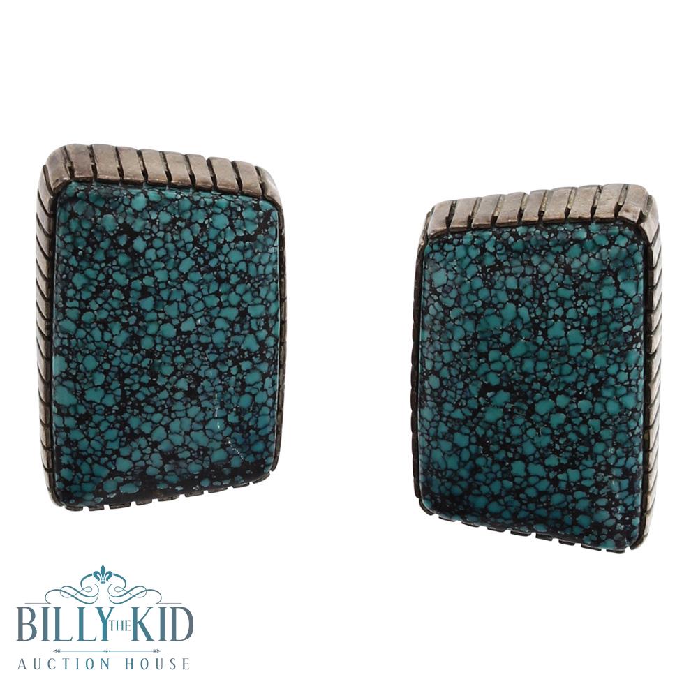 Vintage Spider Web Hubei Turquoise Clip On Earrings (1 of 2)