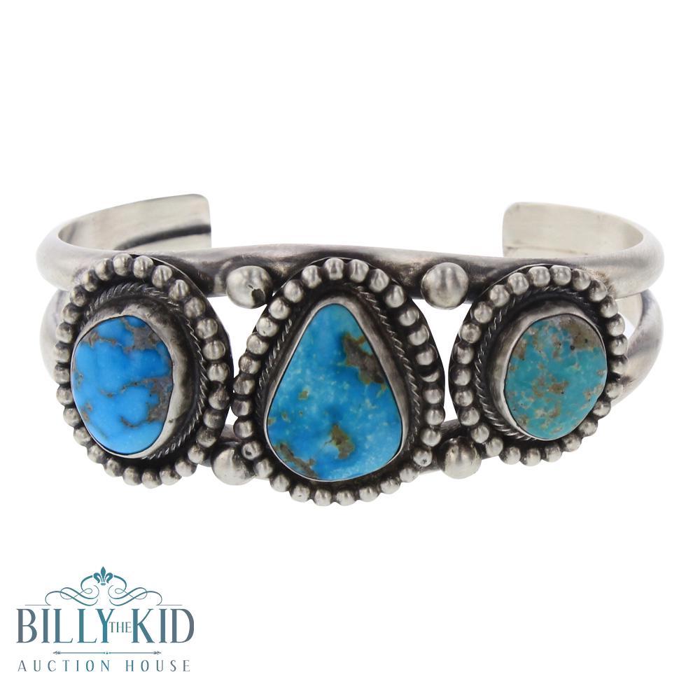 Blue Gem 3 Stone Turquoise Bracelet (1 of 3)