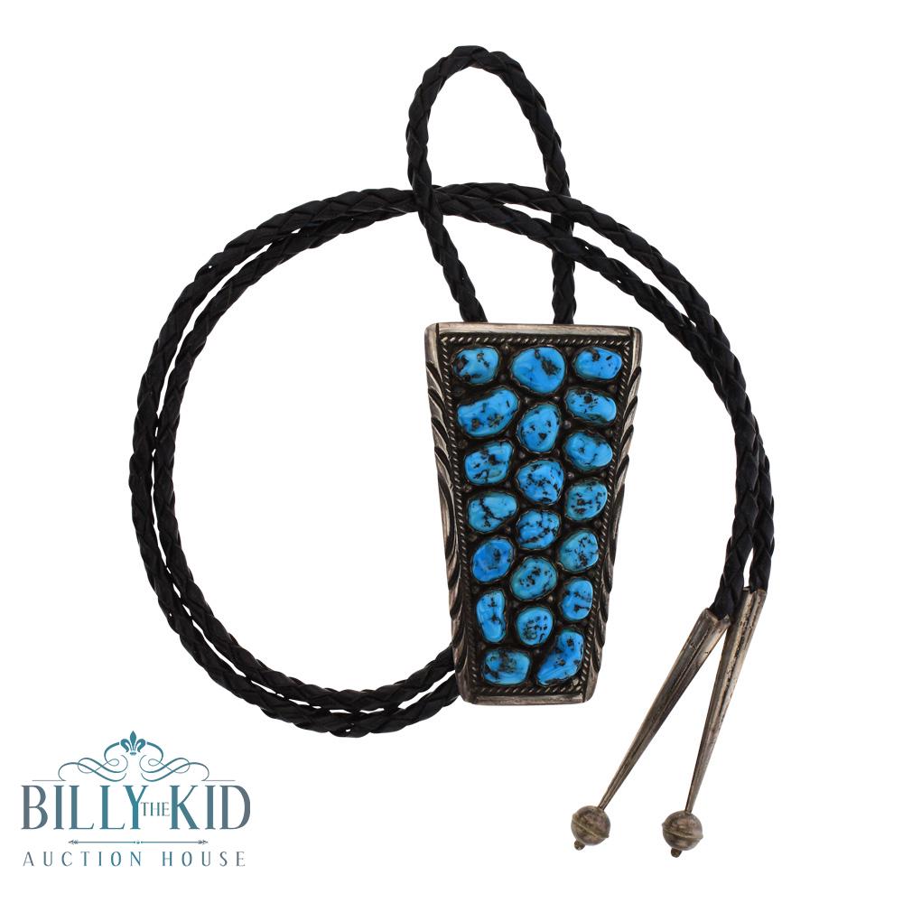 Old Pawn Sleeping Beauty Nugget Cluster Turquoise Bolo (1 of 3)