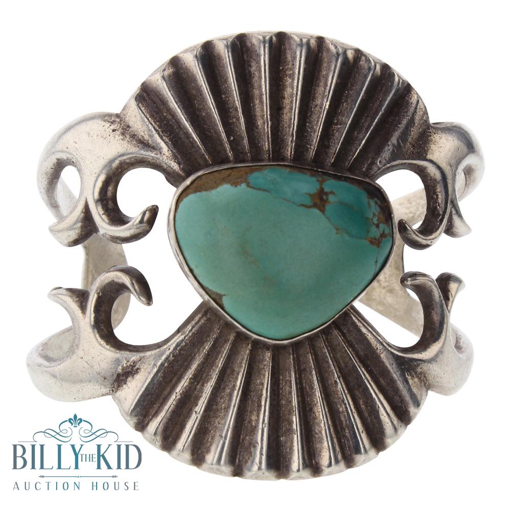 Old Pawn Turquoise Sandcast Bracelet (1 of 3)
