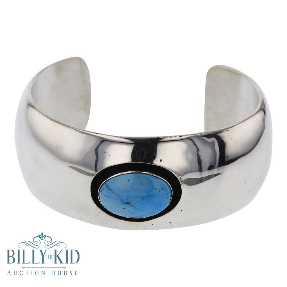 Bob Becenti Kingman Turquoise Shadow Box Bracelet (1 of 3)