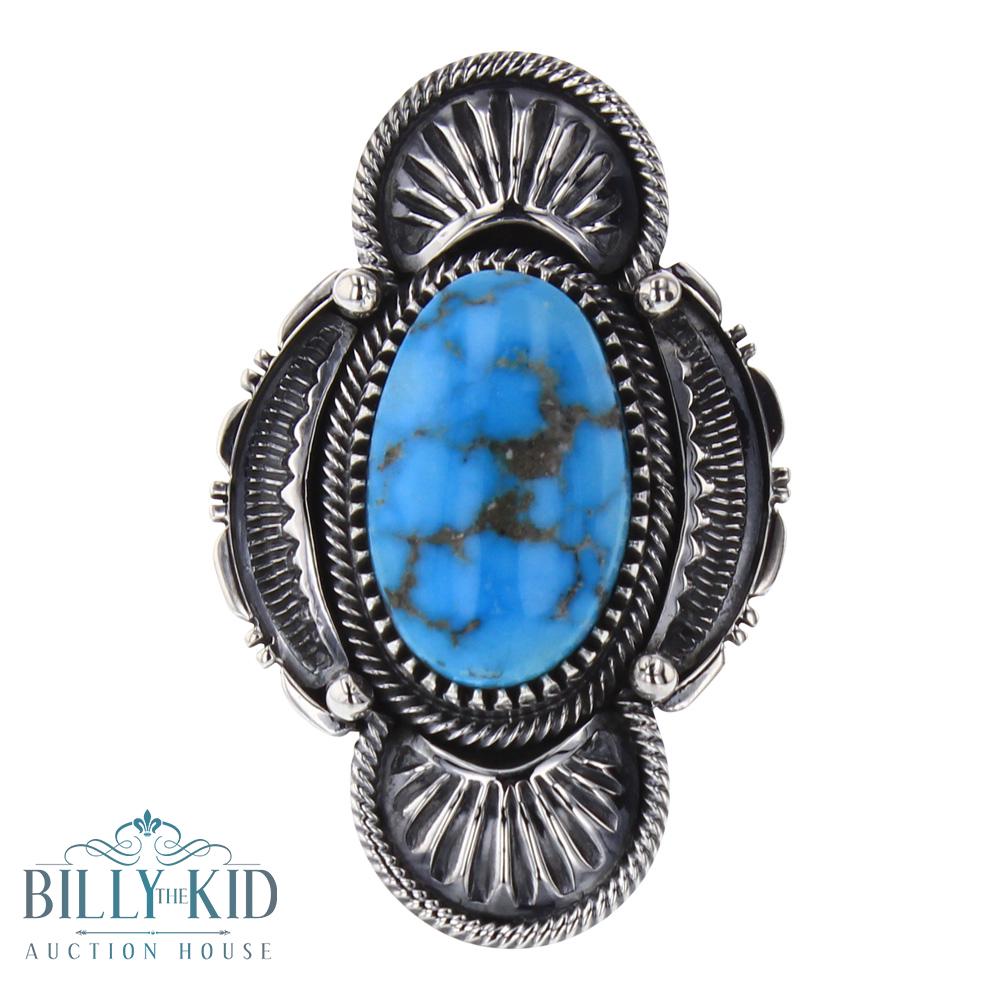 Mark Yazzie Genuine Kingman Turquoise Ring (1 of 3)