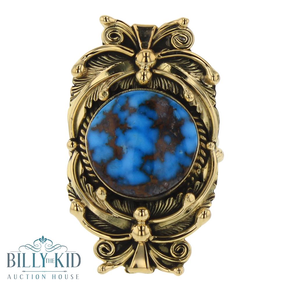 Mark Yazzie 18K Gold High Grade Egyptian Turquoise (1 of 3)