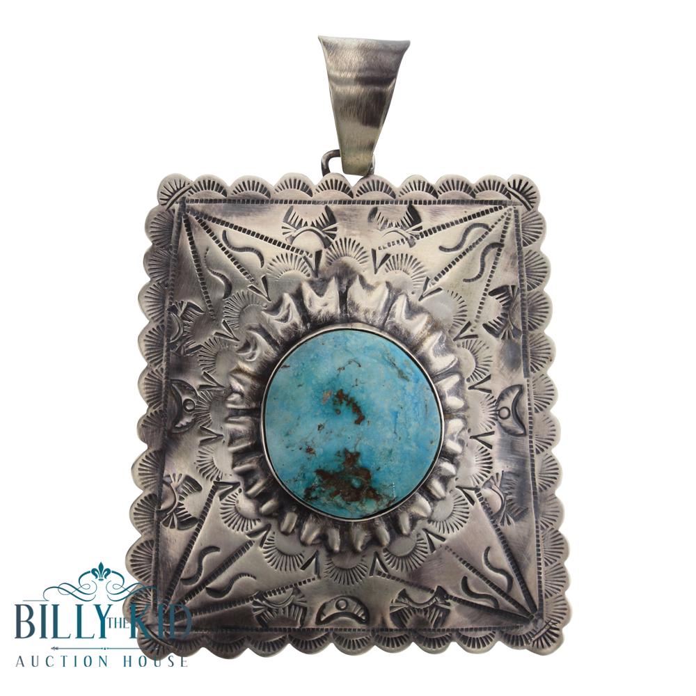 Vintage Blue Ridge Turquoise Stamp Pendant (1 of 2)